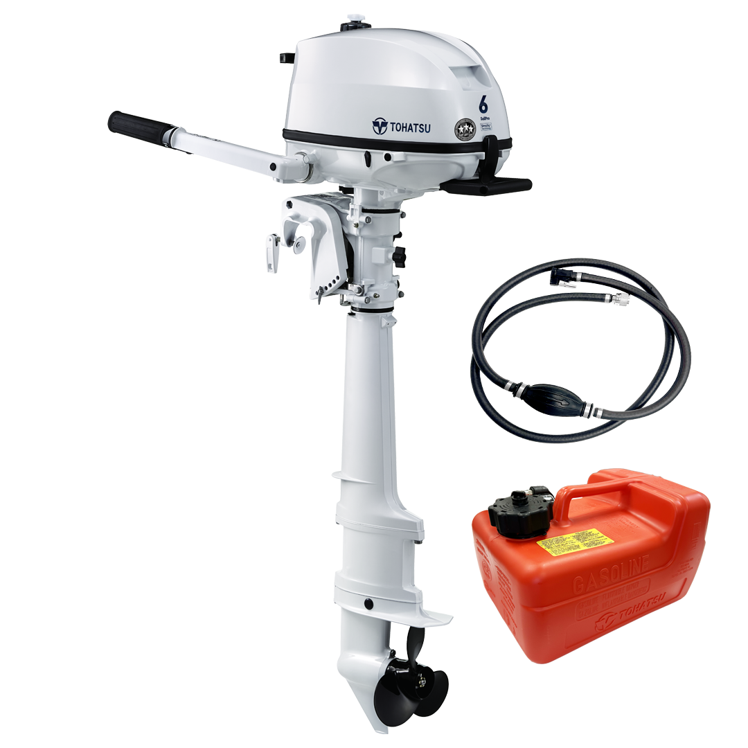 Tohatsu 6 HP MFS6DWSPROL SAIL PRO Outboard Motor With External Fuel Tank & Fuel Hose