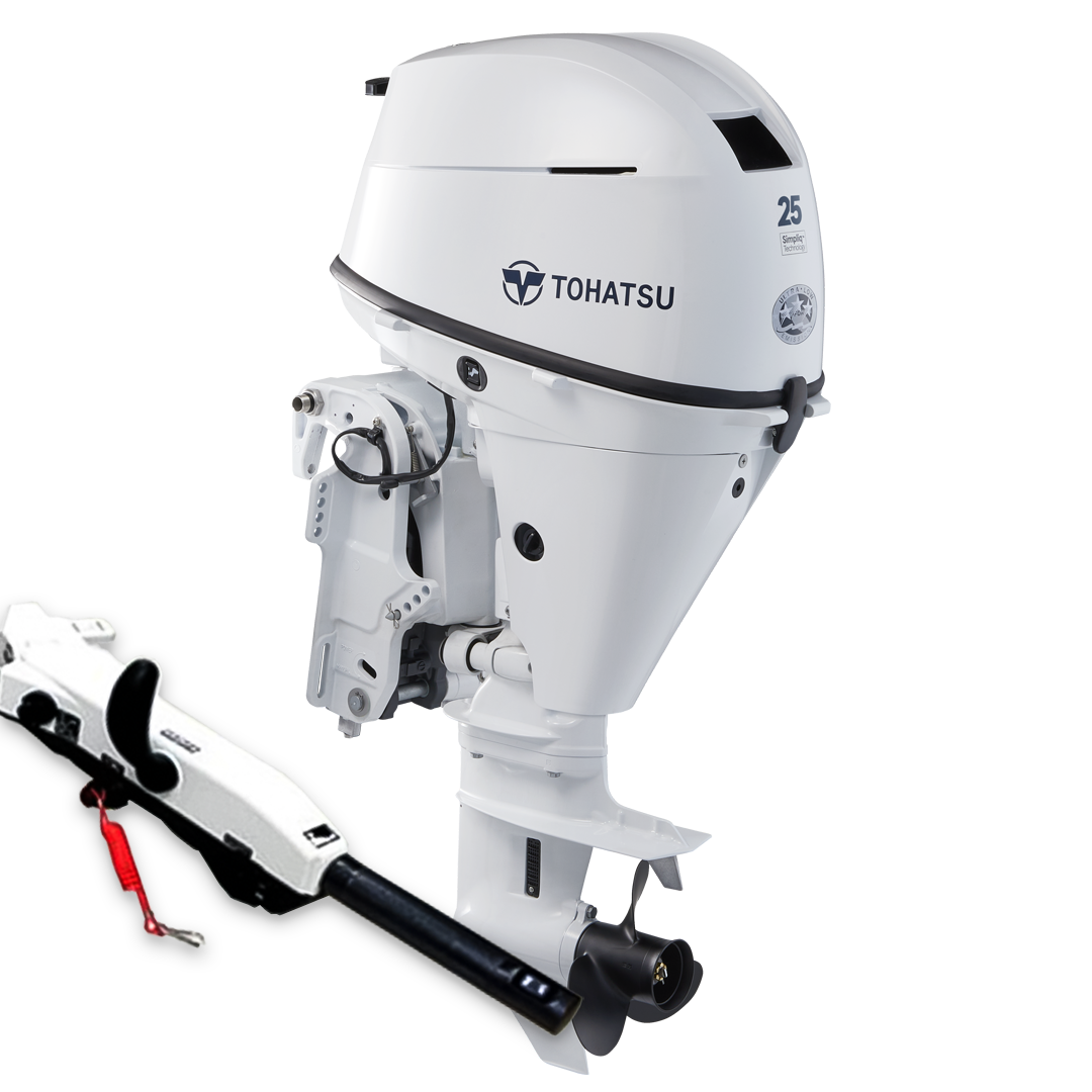 Tohatsu 25 HP MFS25DWETS w/ Multi Function Tiller Handle Bundle