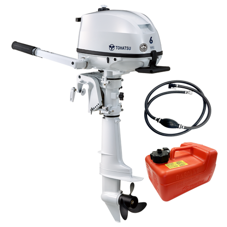 Tohatsu 6 HP MFS6DWDS Outboard Motor with External Fuel Tank & Hose