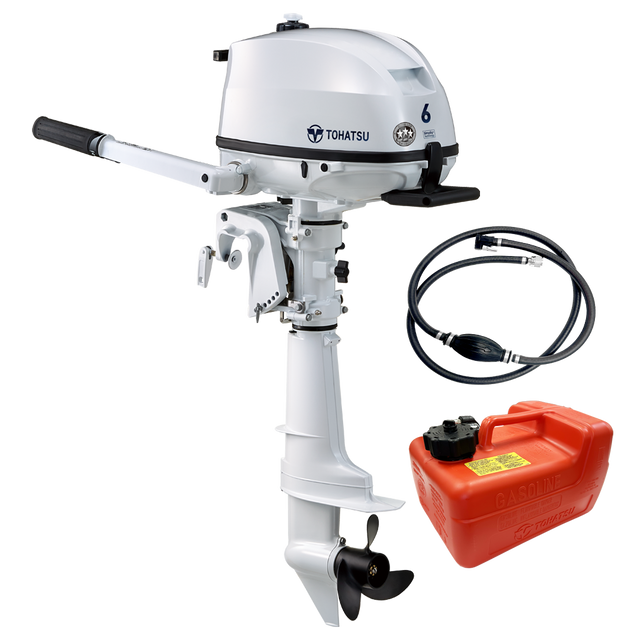 Tohatsu 6 HP MFS6DWDS Outboard Motor with External Fuel Tank & Hose